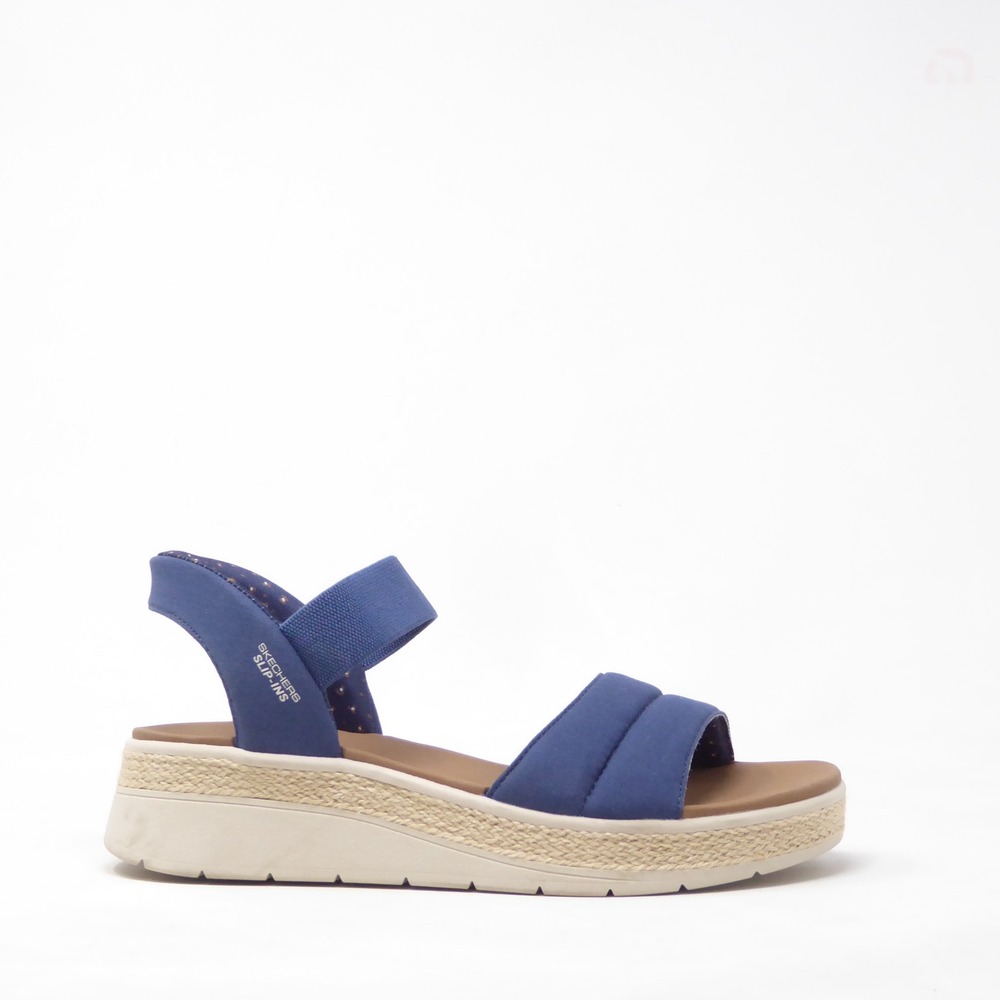 Skechers BOBS Sun Ray Women Sandals Navy Slip-Ins Platform Wedge 9